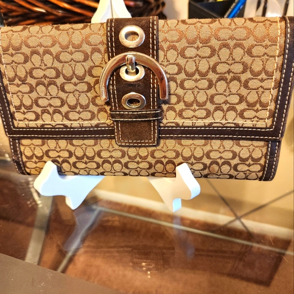 Coach Brown and Tan Signature Wallet